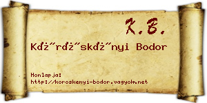 Köröskényi Bodor névjegykártya